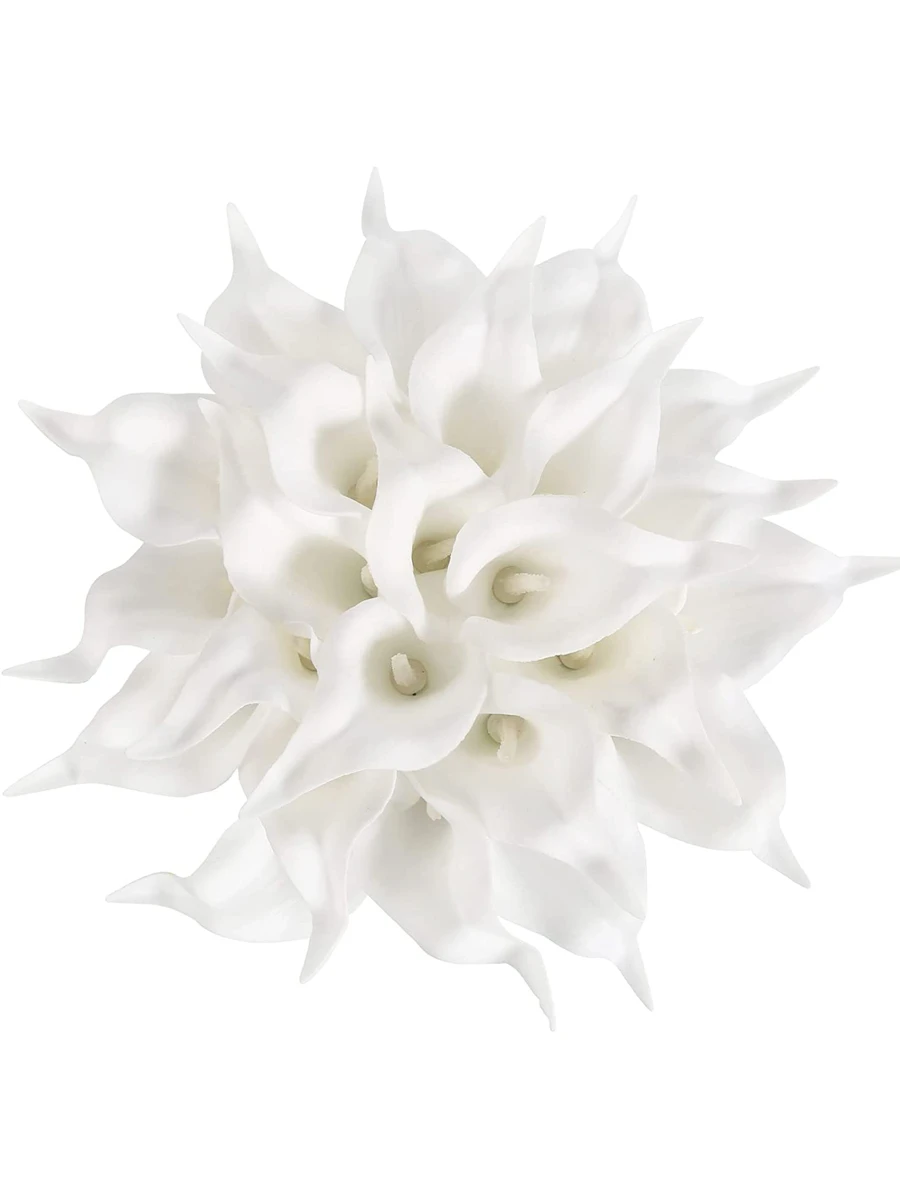 10PCS Artificial Calla Lily Real Touch PU Latex Artificial Calla Lily Flowers for Wedding Bouquets, centerpieces, and Floral Decor - White - View 1
