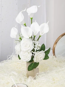10PCS Artificial Calla Lily Real Touch PU Latex Artificial Calla Lily Flowers for Wedding Bouquets, centerpieces, and Floral Decor - White - View 10