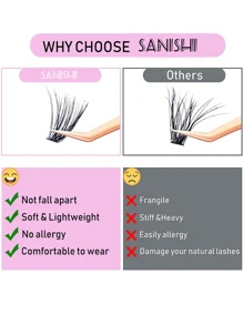 Di động Cá Nhân Cụm Làn Mi, Sợi Tổng Hợp Cá Nhân Lông Mi Giả Tự Làm Cụm Làn Mi Mở Rộng Mắt Có Thể Tái Sử Dụng Hàng Mi Để Trang Điểm - màu đen - Xem 3