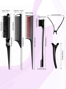 Bộ dụng cụ tạo kiểu tóc đen 8 món dành cho nữ - màu đen - Xem 7