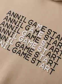 Annil 童装，男童连帽长袖卫衣，秋冬季青少年男童西式运动上衣 - 卡其色 - 查看 4