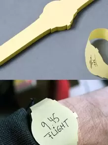 1pc Solid Color Watch Shaped Memo Pad Back To School - Yellow - View 4
