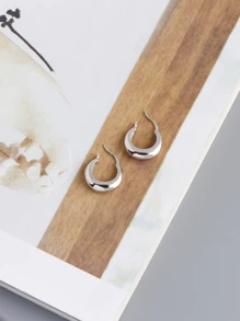 925銀幸運草設計耳環 2入 , 簡單優雅,防過敏,帶有月亮細節,母親節禮物的絕佳選擇