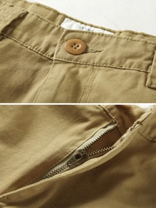 TRGPSG Men's Relaxed Fit Cargo Pants With Pockets, Outdoor Camo Cotton Work Pants For Men(No Belt) - 卡其色 - 查看 3