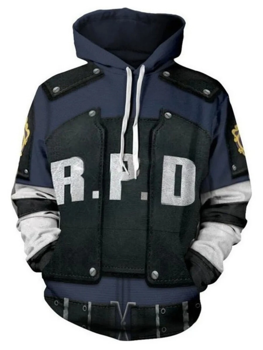 Sudadera Con Capucha De Resident Evil Leon S. Kennedy 3d - Azul - Ver 1