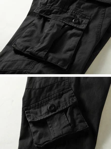 TRGPSG Men's Relaxed Fit Cargo Pants With Pockets, Outdoor Camo Cotton Work Pants For Men(No Belt) - 黑色 - 查看 4