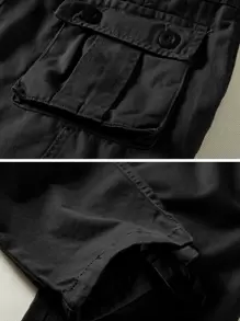 TRGPSG Men's Relaxed Fit Cargo Pants With Pockets, Outdoor Camo Cotton Work Pants For Men(No Belt) - 黑色 - 查看 5