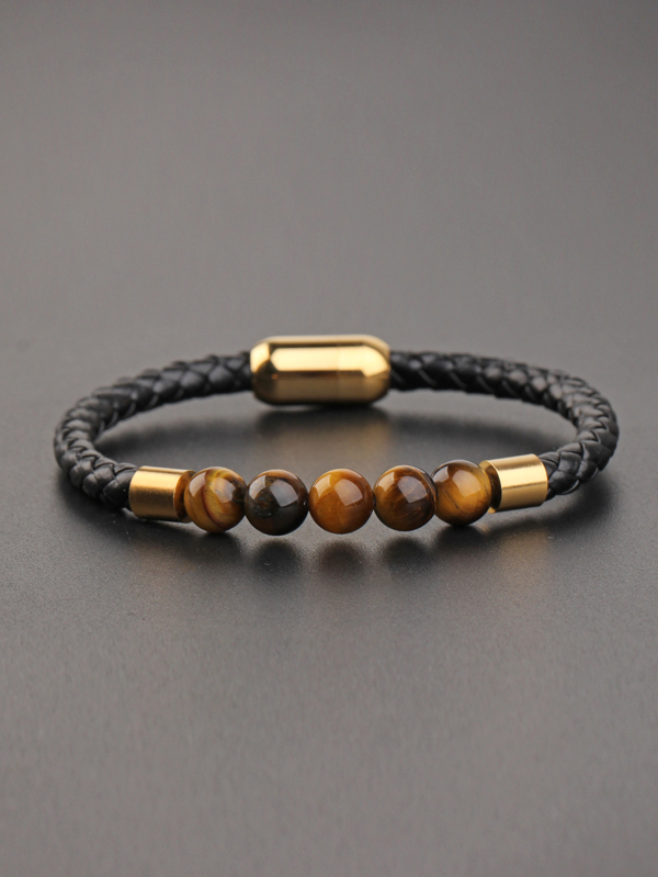 1Pc Men Bead Decor String Bracelet For Daily Decoration For A Stylish Look