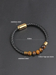 1Pc Men Bead Decor String Bracelet For Daily Decoration For A Stylish Look - Gold - View 2
