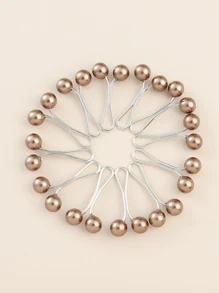 QIHOO Set de 12 piezas de Clips de corbata de perlas falsas - Caqui - Ver 3