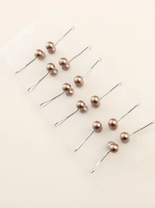 QIHOO Set de 12 piezas de Clips de corbata de perlas falsas - Caqui - Ver 4