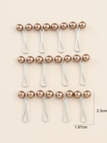 QIHOO Set de 12 piezas de Clips de corbata de perlas falsas - Caqui - Ver 2