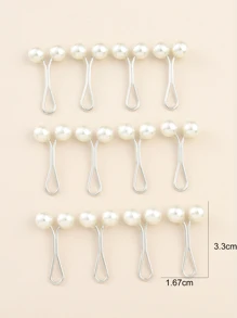 12入/set人造珍珠裝飾領帶夾 - 白色 - 查看 2