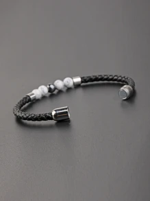 1入組男士珠飾手鍊適合日常裝飾打造時尚外觀 - 銀色 - 查看 3