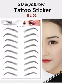 Hình xăm lông mày tạm thời, Nhãn dán lông mày lâu dài màu đen để trang điểm - màu đen - Xem 1