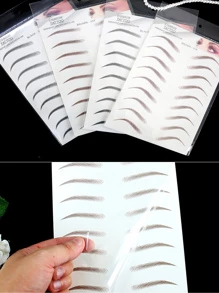 Hình xăm lông mày tạm thời, Nhãn dán lông mày lâu dài màu đen để trang điểm - màu đen - Xem 6