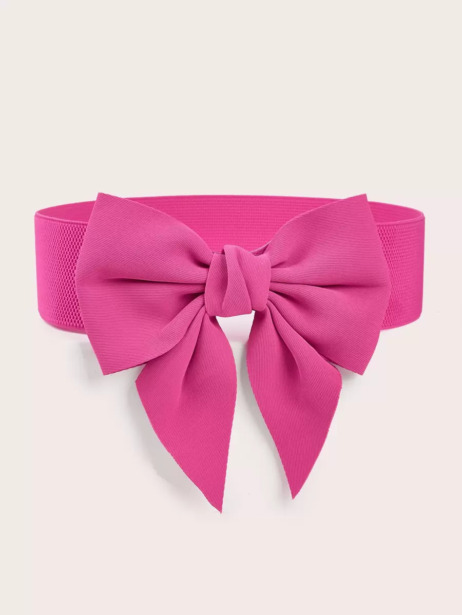 Cinturón ancho con decoración de lazo lindo para Halloween, Día de San Valentín, verano, escuela, otoño, Halloween - Rosa Fucsia - Ver 1