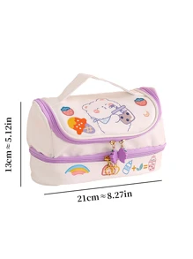 1入組可愛雙層收納小袋適合女孩,帶可拆卸吊墜適用於DIY筆包,帶一貼紙 - 紫色 - 查看 7