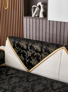 1入組花卉圖案沙發巾不附帶內芯 - 黑色 - 查看 3