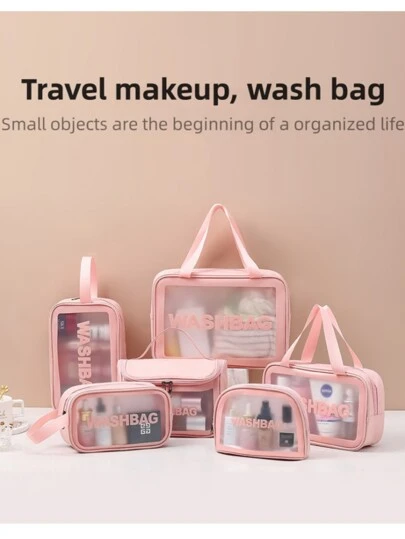 適用於旅行的粉色pvc化妝包,情人節禮物
