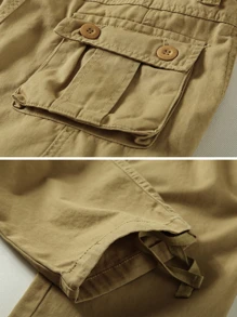TRGPSG Men's Relaxed Fit Cargo Pants With Pockets, Outdoor Camo Cotton Work Pants For Men(No Belt) - 卡其色 - 查看 5