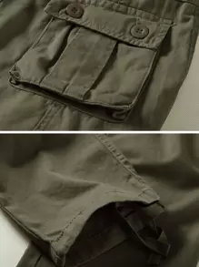 TRGPSG Men's Relaxed Fit Cargo Pants With Pockets, Outdoor Camo Cotton Work Pants For Men(No Belt) - xanh quân đội - Xem 5