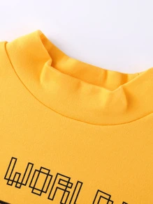 Annil Áo thun dài tay cổ tròn in chữ thời trang xuân thu cho bé trai màu vàng - Màu vàng - Xem 5