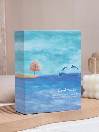 1 pieza Álbum de fotos con patrón de dibujos animados, estuche portátil simple para fotografías y tarjetas, para almacenamiento de tarjetas, de vuelta a la escuela, útiles escolares