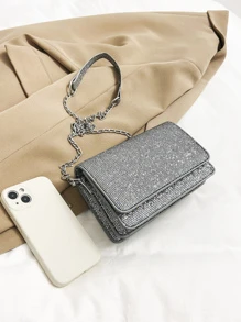 Túi ly hợp buổi tối lấp lánh màu bạc nhỏ cho các bữa tiệc - Bạc - Xem 3