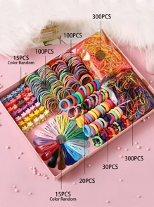 780 piezas/Juego Accesorios para el cabello: Horquillas, pinzas para el cabello, lazos para el cabello, diademas, colores aleatorios - Multicolor - Ver 3