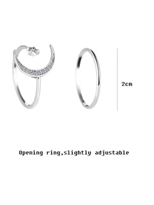 1set Star & Moon Design Ring Set Suitable For Women's Daily Wear - Antique Silver - View 8