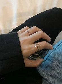 1set Star & Moon Design Ring Set Suitable For Women's Daily Wear - Antique Silver - View 1