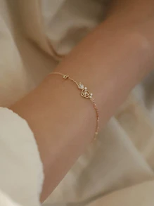 1只時尚復古S925純銀玫瑰花設計淺紫色手鐲，適用於女士慶祝週年紀念日或節日禮物 - 金色 - 查看 6