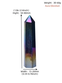 1入組天然光環黑曜石水晶點電鍍棒治療石能量白石英家居裝飾靈氣塔禮品 - 光環黑曜石 - 查看 2