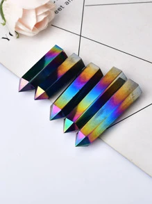 1入組天然光環黑曜石水晶點電鍍棒治療石能量白石英家居裝飾靈氣塔禮品 - 光環黑曜石 - 查看 5