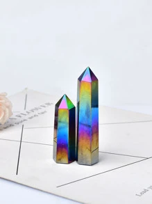 1入組天然光環黑曜石水晶點電鍍棒治療石能量白石英家居裝飾靈氣塔禮品 - 光環黑曜石 - 查看 6