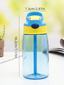 1只塑料480ml水瓶,現代拼色便攜飲用瓶,適用於戶外、返校補給品 - 藍色 - 查看 2