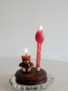 5入組絨毛熊蠟燭,生日派對裝飾用品 - 彩色 - 查看 3