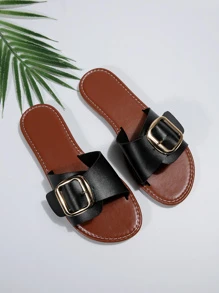 女士海灘平底休閒舒服家庭和戶外拖鞋 - 鏽棕色 - 查看 5