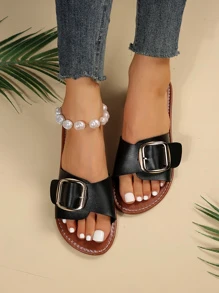 女士海灘平底休閒舒服家庭和戶外拖鞋 - 鏽棕色 - 查看 2