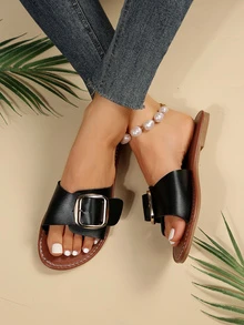 女士海灘平底休閒舒服家庭和戶外拖鞋 - 鏽棕色 - 查看 3