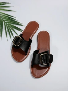 女士海灘平底休閒舒服家庭和戶外拖鞋 - 鏽棕色 - 查看 4