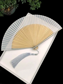 QYeah 1入組女士折扇,7英寸白色竹子扇 - 白色 - 查看 1