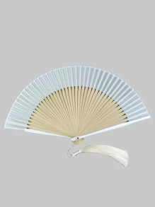QYeah 1入組女士折扇,7英寸白色竹子扇 - 白色 - 查看 4