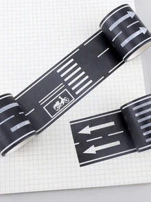 1 pieza tráfico pista Pegatinas , simple DIY material para Juguete coches con trenes - Negro - Ver 2