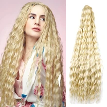 Phần mở rộng tóc kẹp bằng sợi tổng hợp siêu dài 32 inch bằng vải lanh màu nâu dành cho nữ - Lanh nâu - Xem 1