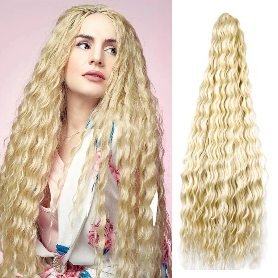 Phần mở rộng tóc kẹp bằng sợi tổng hợp siêu dài 32 inch bằng vải lanh màu nâu dành cho nữ - Lanh nâu - Xem 1