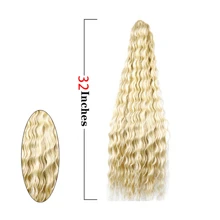 Phần mở rộng tóc kẹp bằng sợi tổng hợp siêu dài 32 inch bằng vải lanh màu nâu dành cho nữ - Lanh nâu - Xem 6