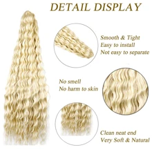 Phần mở rộng tóc kẹp bằng sợi tổng hợp siêu dài 32 inch bằng vải lanh màu nâu dành cho nữ - Lanh nâu - Xem 2