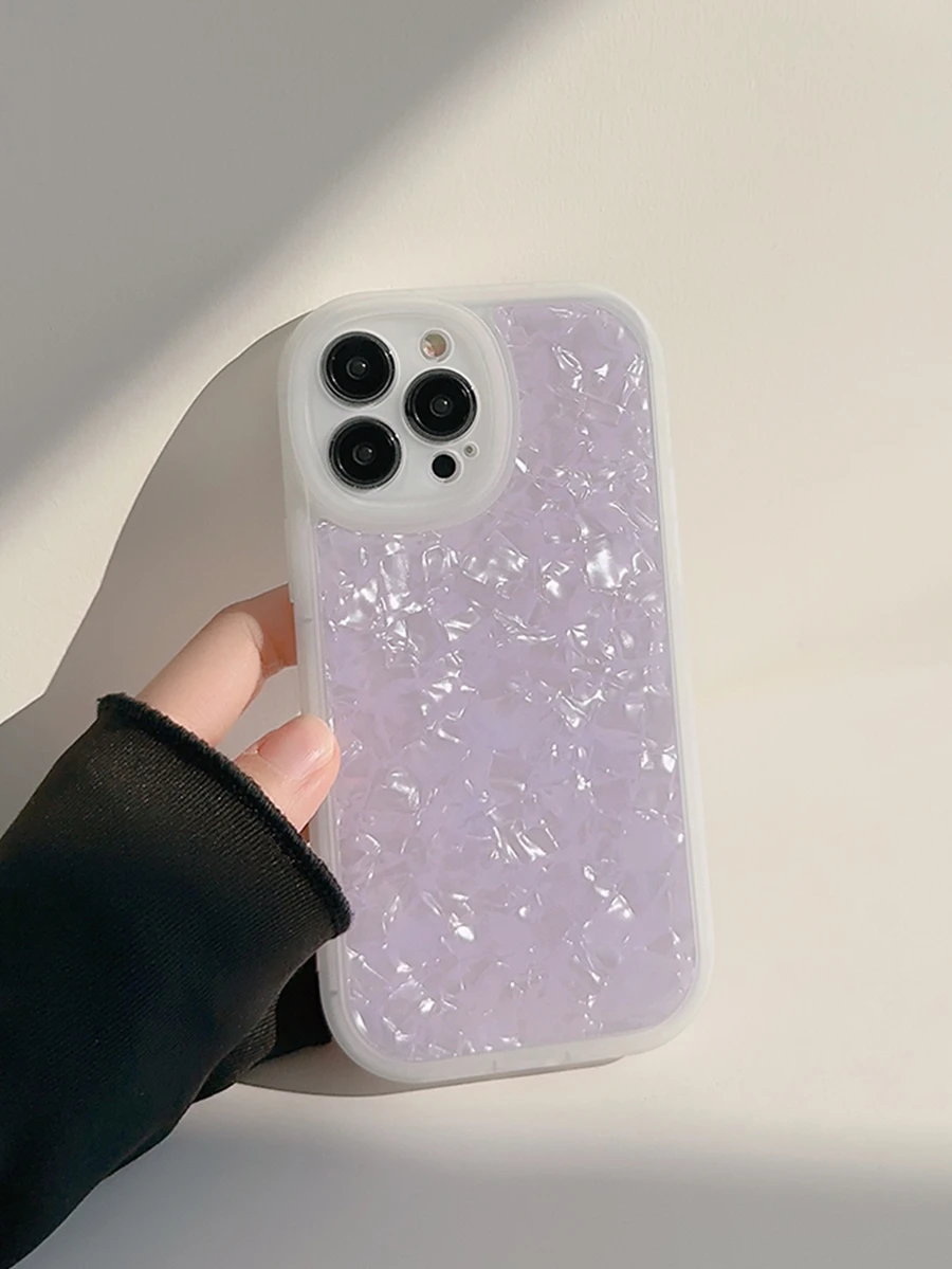 Gucadi 閃亮紫色夢幻貝殼圖案防摔手機殼相容 Iphone 15/15plus/15pro/15promax - 紫色 - 查看 1